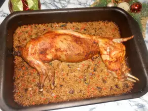 Stuffed Holiday Rabbit in the Oven