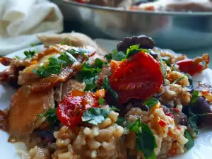 Turkey with Mushrooms, Rice and Tomatoes