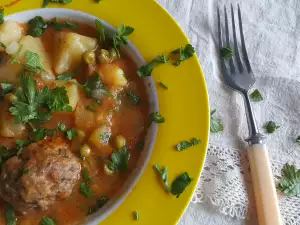 Meatball Stew with Potatoes and Peas