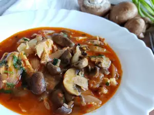 Rooster, Mushroom and Onion Stew