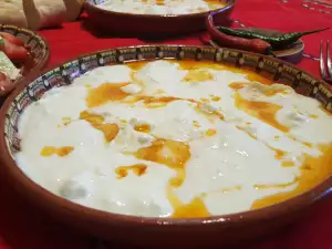 Fried Eggs on Yoghurt and Feta Cheese