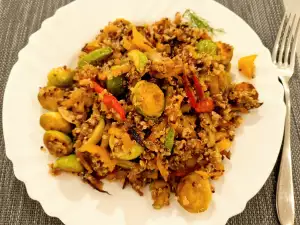 Quinoa with Brussels Sprouts and Peppers