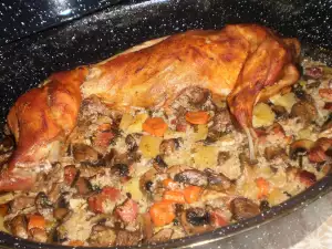 Stuffed Marinated Rabbit with Rice and Vegetables