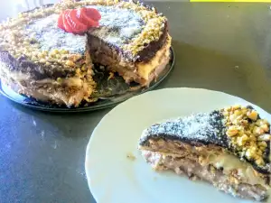 Extravagant Cake with Biscuits and Two Types of Cream