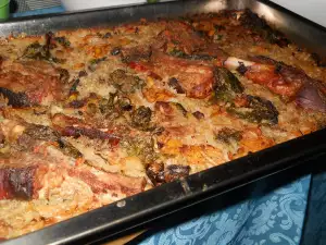 Oven-Baked Pork Ribs with Rice and Spinach