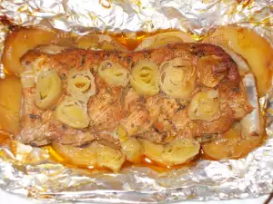 Ribs with Potatoes and Leeks in Foil