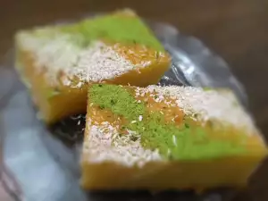 Revani with Pistachios and Coconut Shavings