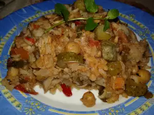 Fish Dish with Mackerel, Chickpeas and Rice