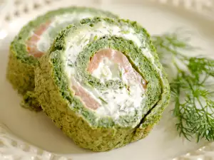 Stuffed Spinach Roll with Smoked salmon