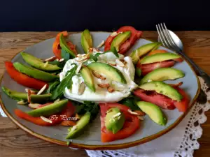 Salad with Burrata Cheese and Avocado