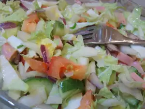 Salad with Chinese Cabbage and Sausage