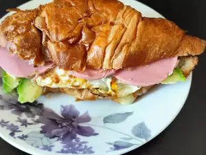 Croissant Sandwich with Cheese and Salami