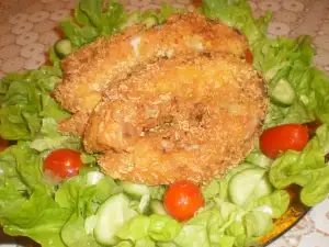 Breaded Carp with Cornflakes and Garnish