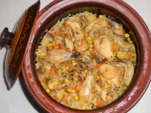 Colorful Clay Pot with Chicken