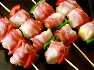 Skewers with Bacon and Processed Cheese