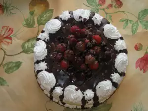 Chocolate Cake with Cream and Fruits