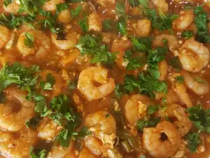 Spicy Saganaki Shrimp with White Cheese