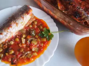 Mackerel in Tomato Sauce with Peas and Pickles