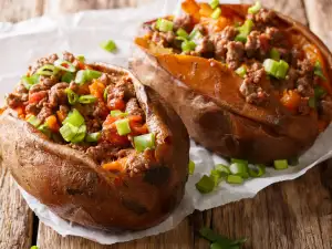 Chili Stuffed Sweet Potatoes