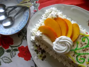 Ice Cream Terrine with Caramelized Peaches and Chocolate