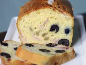 Salty Cake with Olives and Sausages