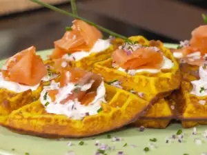 Squash Waffles with Smoked Salmon