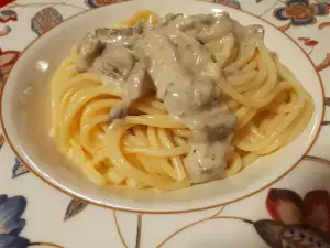 White Sauce Mushroom Spaghetti