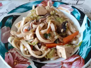 Japanese Udon Noodles with Shiitake and Tofu