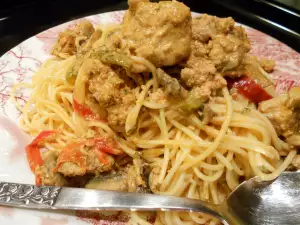 Spaghetti Stroganoff with Meatballs