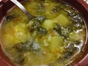 Spinach Soup with Potatoes and Rice