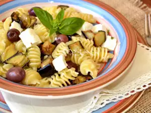 Cold Pasta with Eggplant, Feta Cheese and Olives