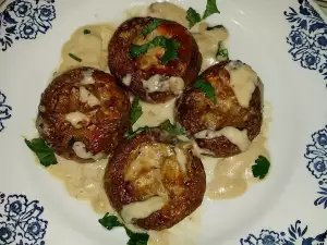 Stuffed Mushroom Caps with Cheese and Processed Cheese