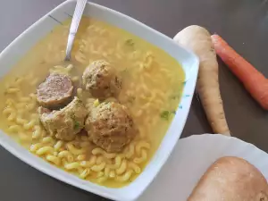 Parsnip Soup with Cavatappi and Meatballs