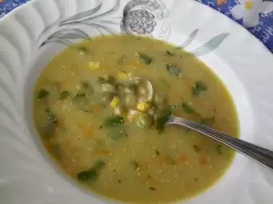 Corn, Pea, Carrot and Onion Soup