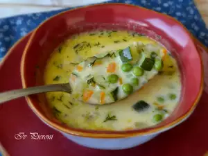 Zucchini, Peas and Cheese Soup