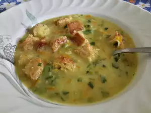 Green Bean, Carrot and Crouton Soup