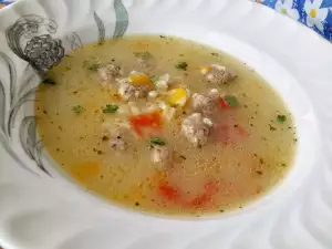 Meatball Soup with Carrots and Rice