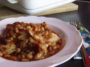 Baked Pork Belly with Beans and Cabbage