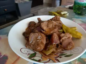 Pork Bites with Mushrooms and Leeks