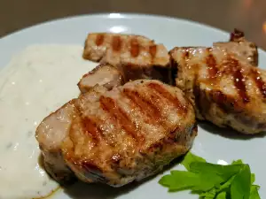 Grilled Pork Tenderloin with Blue Cheese Sauce