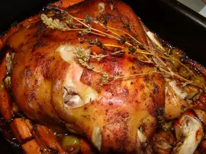 Baked Pork with Yams and Chives in the Oven