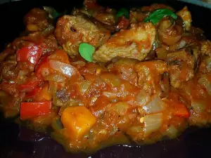 Pork with Tomatoes in a Pan