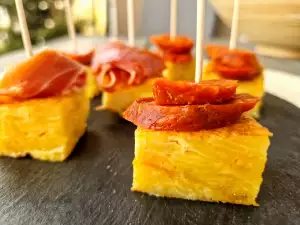 Potato Tortilla Tapas with Jamon and Chorizo