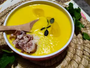 Pumpkin Cream Soup with Prosciutto and Parmesan