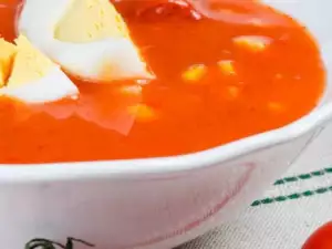 Cold Tomato Soup with Boiled Eggs