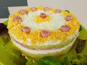 Potato Cake with Ham and White Cheese