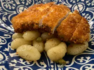 Breaded Turkey Fillets on Gnocchi Canape