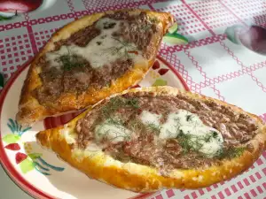 Pide with Minced Meat and Yellow Cheese