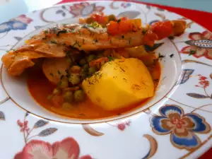 Rabbit Meat with Peas and Potatoes