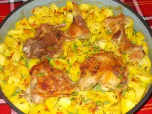 Oven-Baked Rabbit and Potatoes